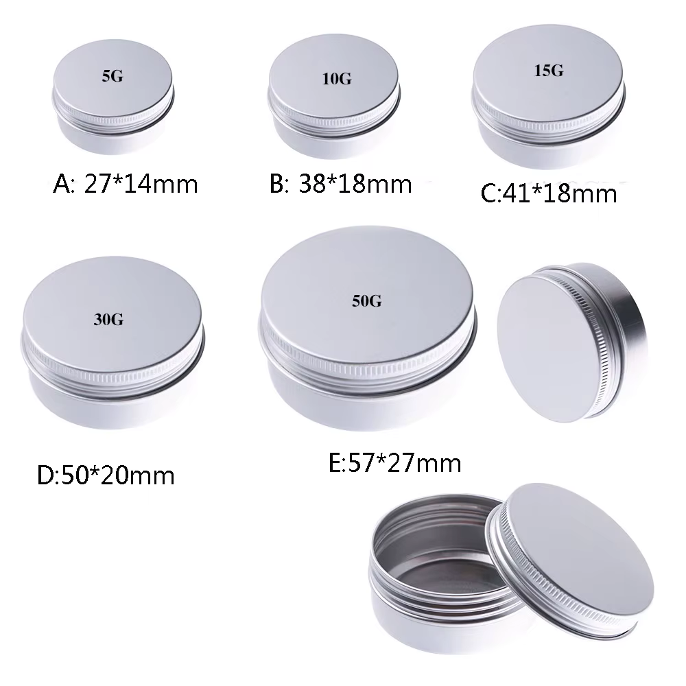 Petit pot de rangement en métal, 18/18 boîtes, mini boîte de rangement simple, d'extraction illable quotidien, contenant à vis, pots de crème cosmétique 5/10/15/30/50ml