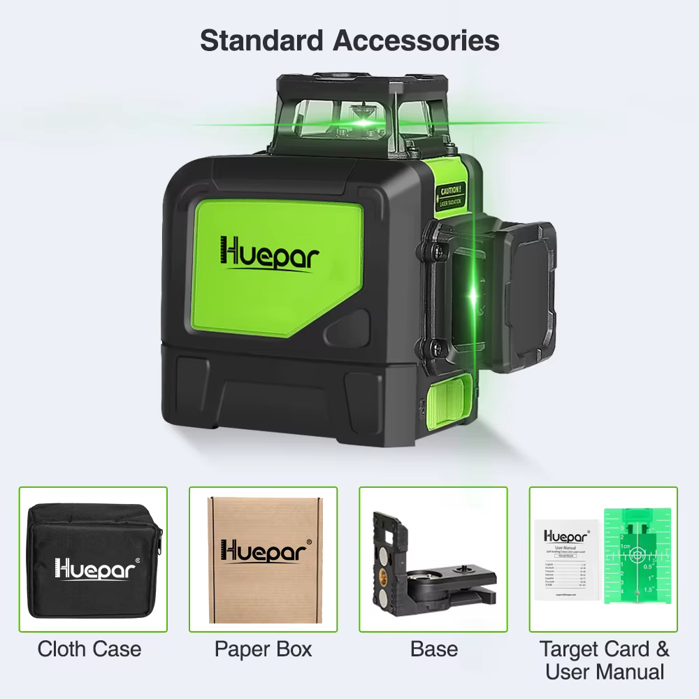 Huepar-niveau laser croisé à 360 ° auto-décrochant 902CG