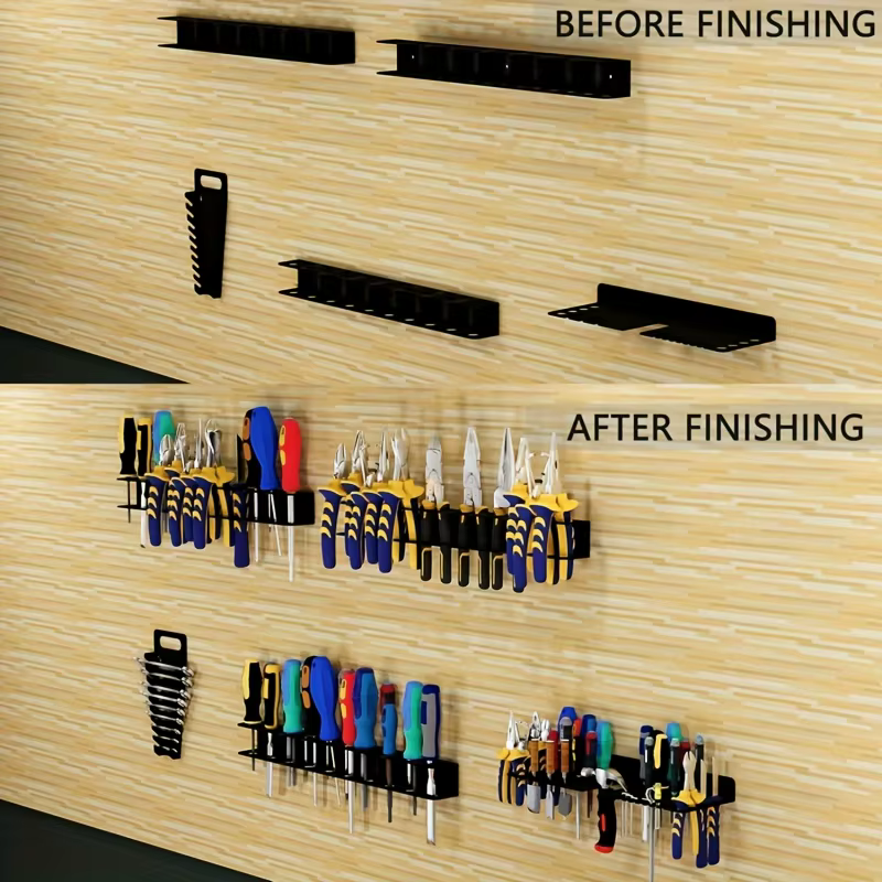 Étagère de rangement murale pour garage et atelier avec supports pour vis et marteaux - Organisateur d'outils en métal robuste et peu encombrant