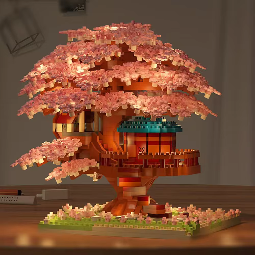 Ensemble de blocs de construction d'arbre Sakura