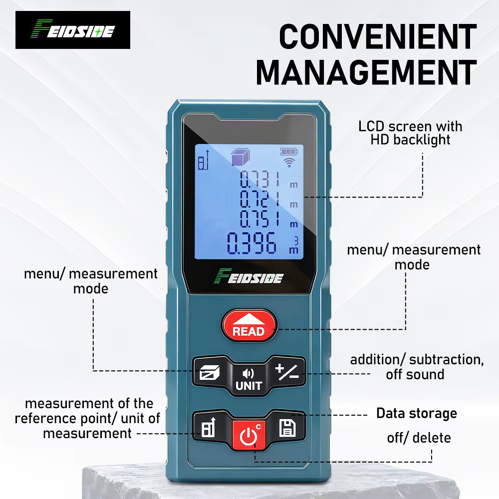 FEIDSIDE Télémètre laser 120M rechargeable Type-C