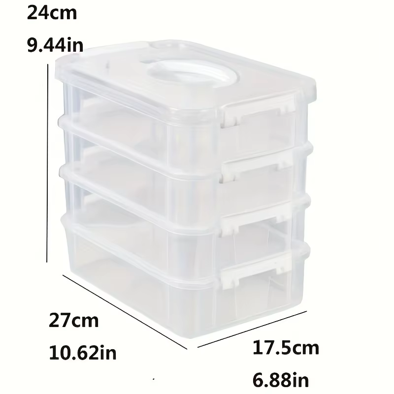 Boîte de rangement en plastique empilable à 4 niveaux avec poignée