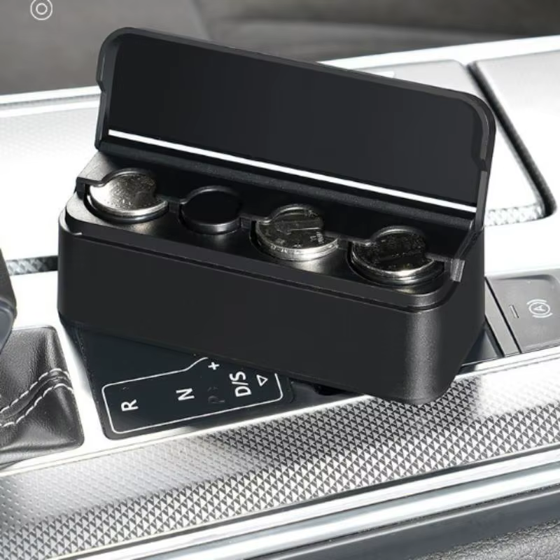 Boîte de rangement portable pour pièces de monnaie de voiture