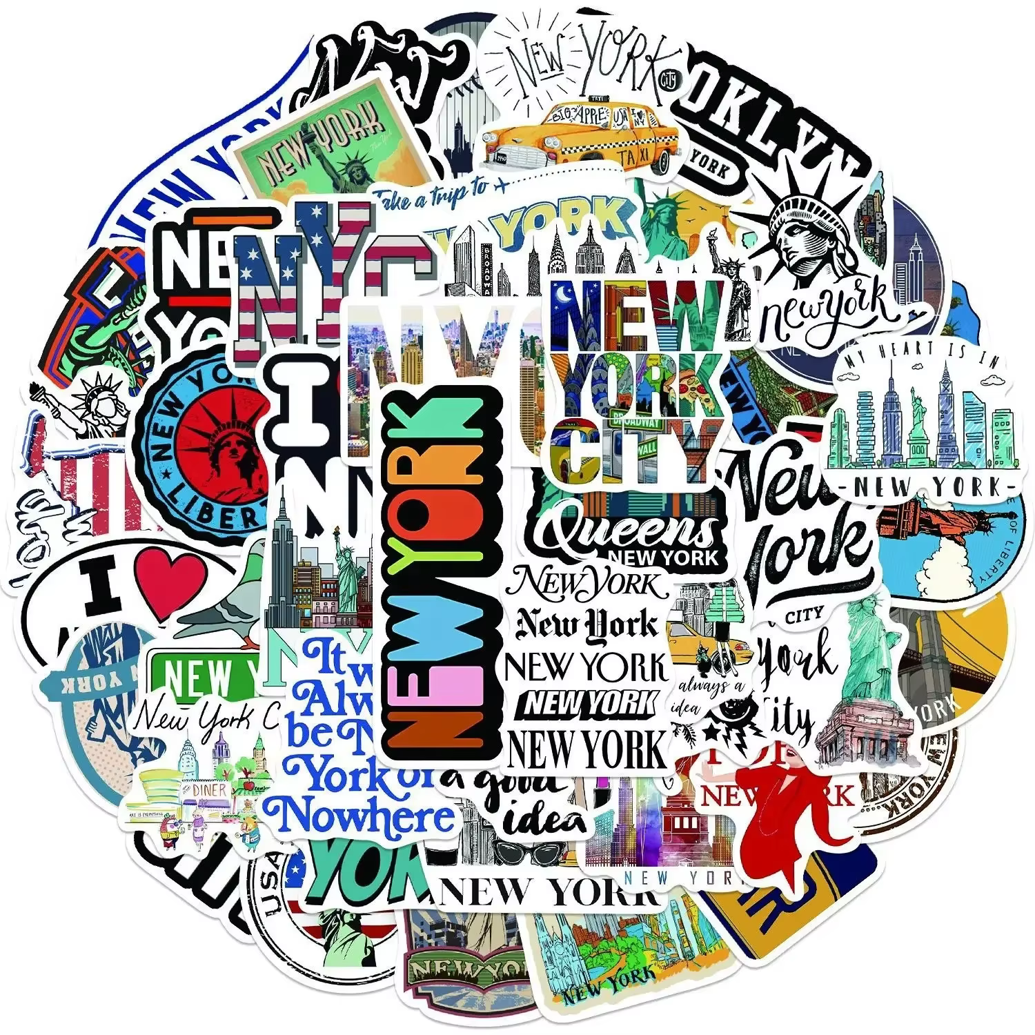 50/100 pièces mignon New York ville voyage autocollants esthétiques décalcomanies bricolage