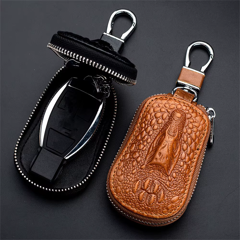 Mini étui à clés de voiture en cuir pour hommes, porte-clés de poche, sac à fermeture éclair de grande capacité, support, évaluateurs, prédire, mode
