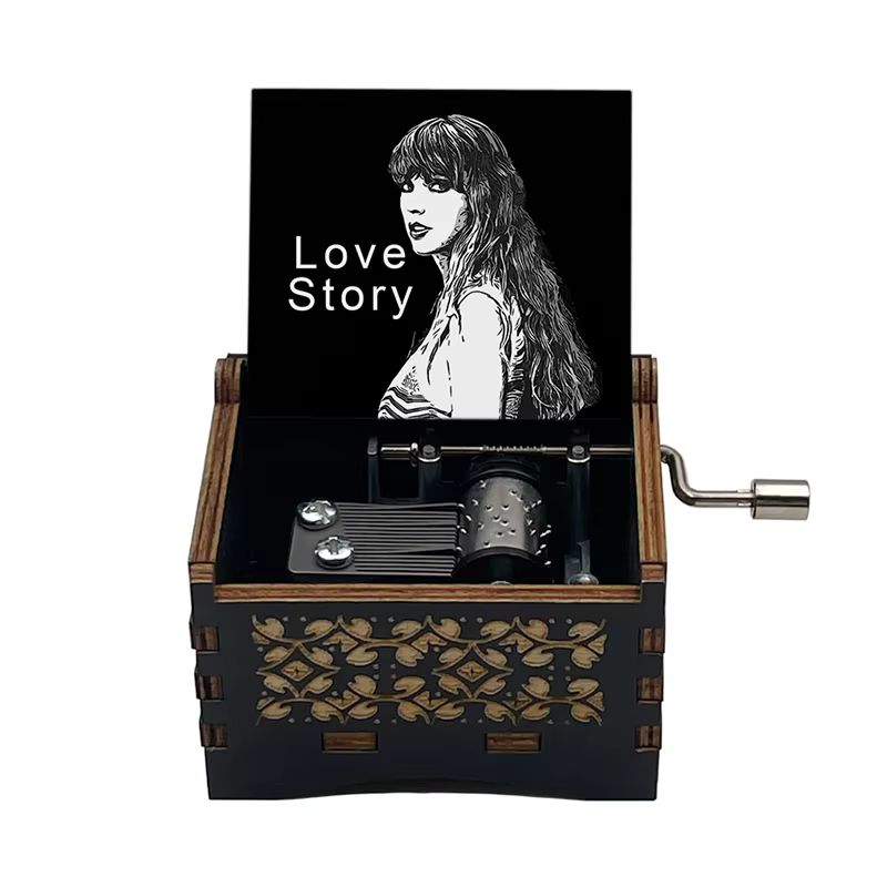 Boîte à musique en bois histoire d'amour