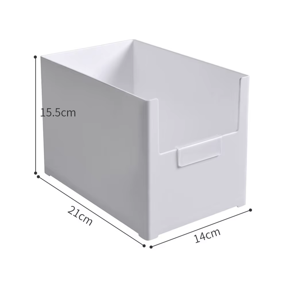 Boîte de rangement en plastique à ouverture frontale