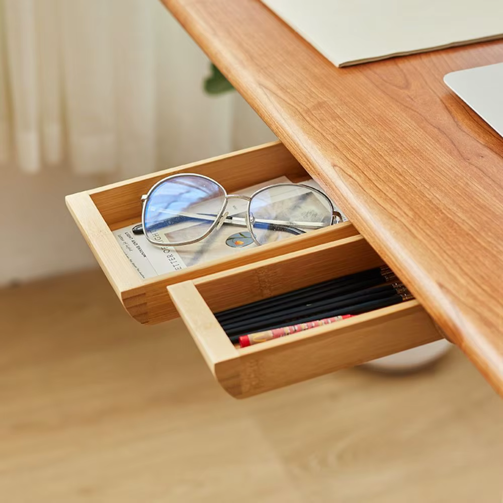 Tiroir de rangement en bois pratique à coller sous le bureau, pour la maison, avec adhésif naturel, pour papeterie, décoration et rangement dissimulé