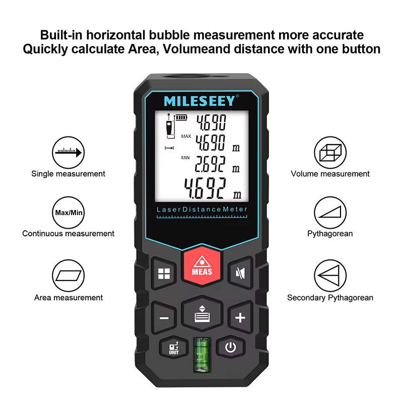 MILESEEY X5 ruban à mesurer Laser 40M télémètre