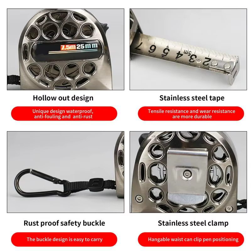 Ruban à mesurer Portable en acier inoxydable, étanche, antirouille, résistant à la Corrosion, outils de mesure à échelle métrique de haute précision