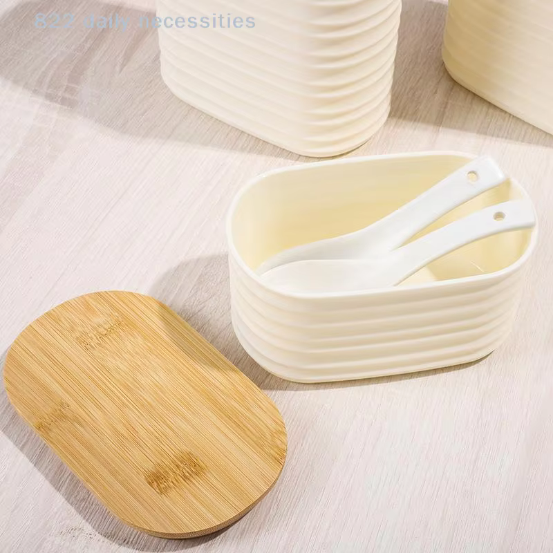 Bocal de rangement alimentaire en bois efficace avec couvercle – Contenant de cuisine hermétique