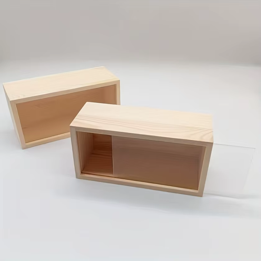 Boîte de rangement en bois massif monobloc