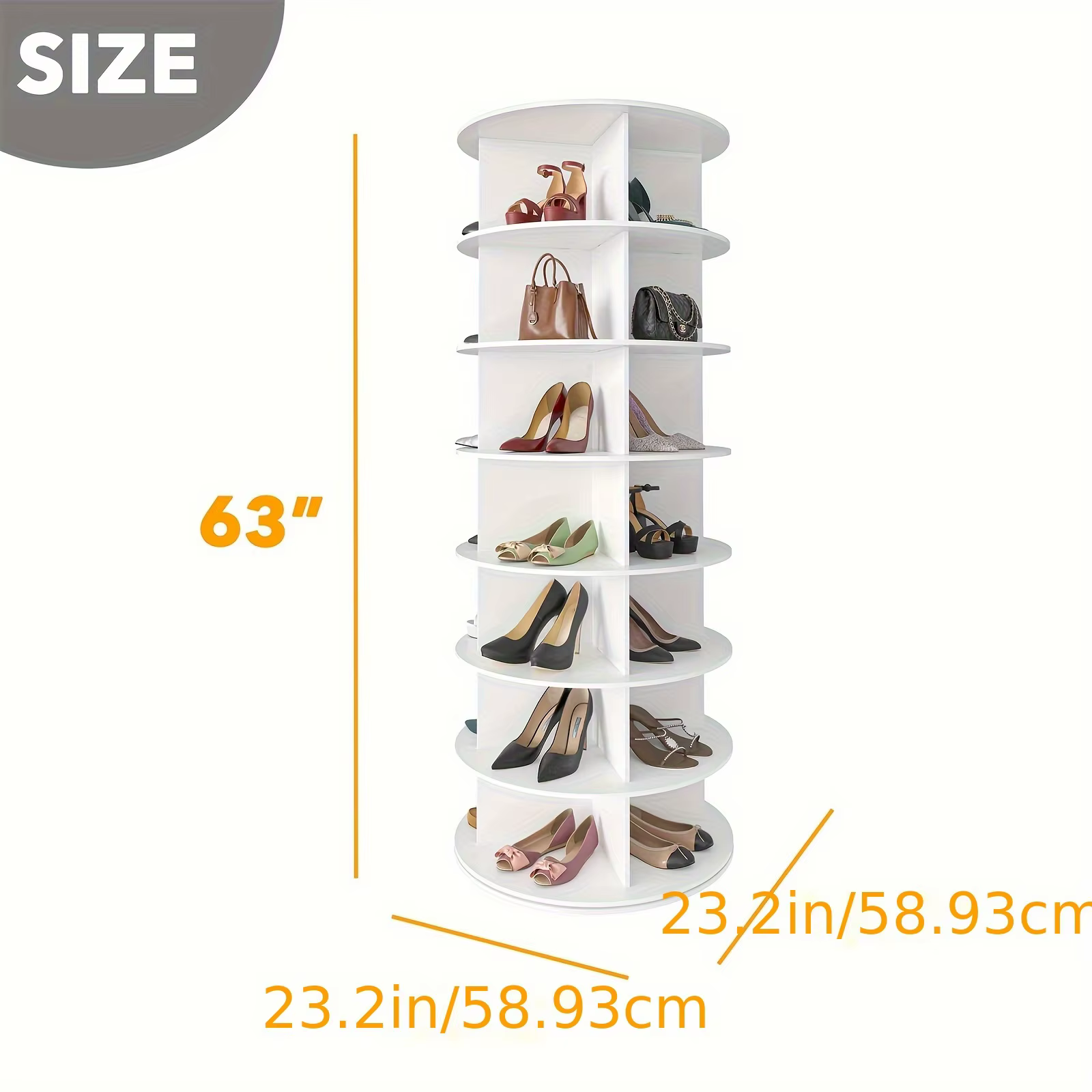 Étagère à chaussures verticale à 7 niveaux - 360 ° Tour rotative | Rangement pliable peu encombrant pour la maison