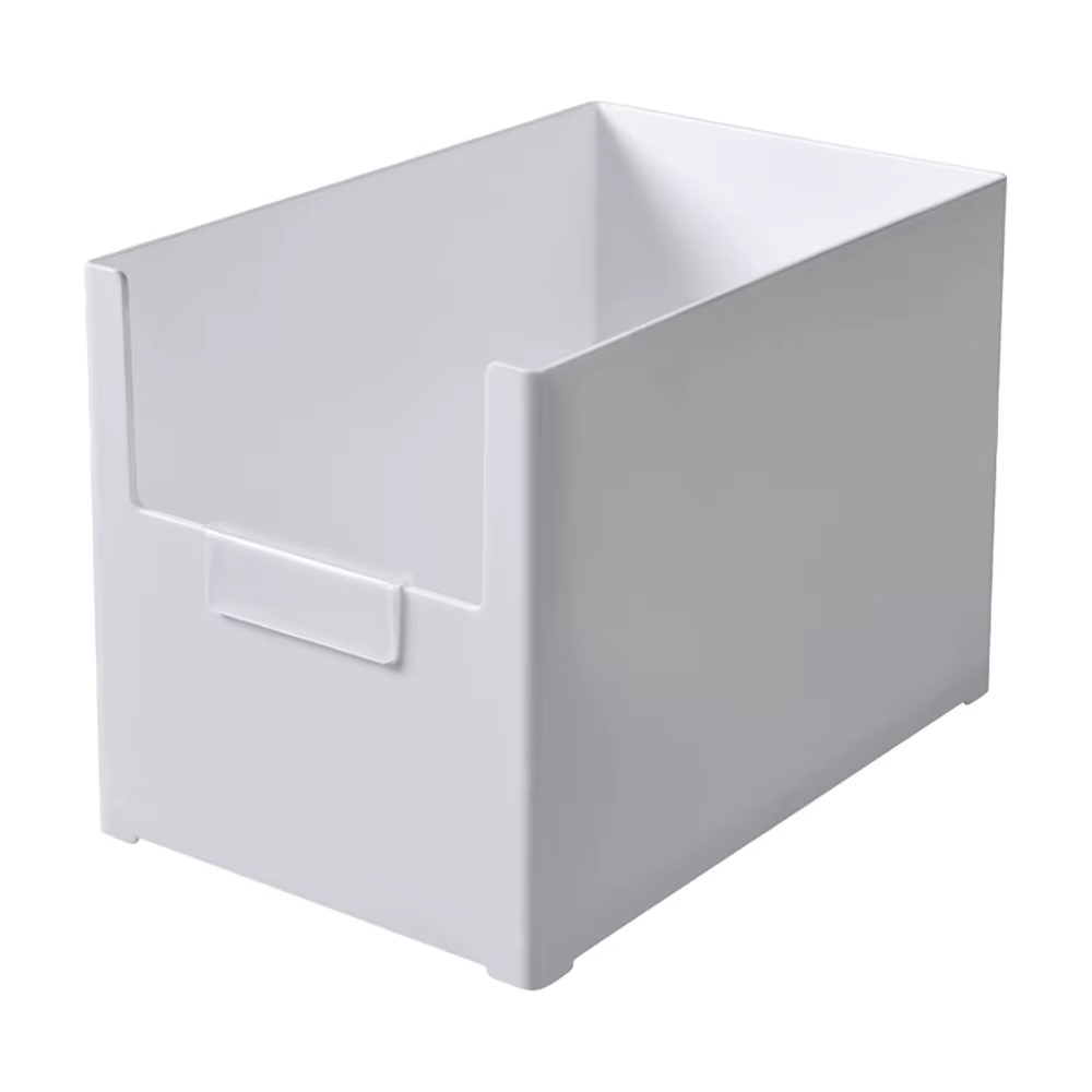 Boîte de rangement en plastique à ouverture frontale