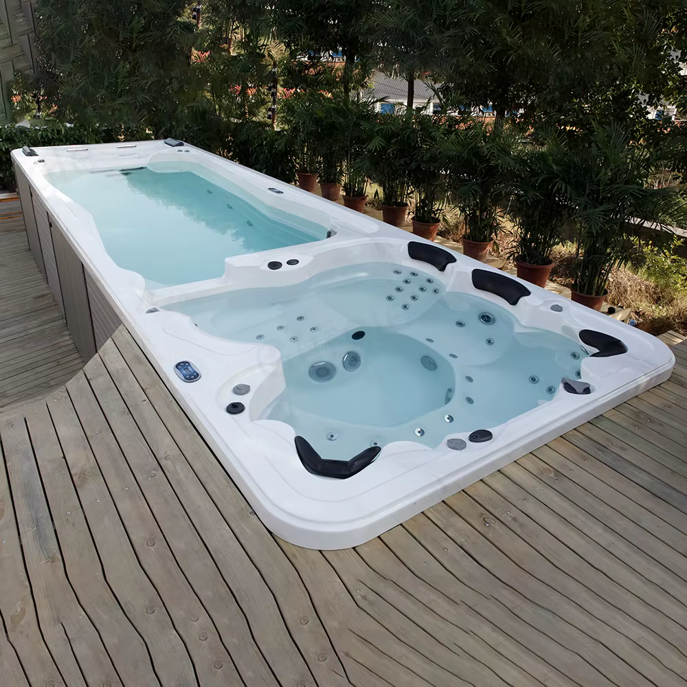 Piscine de nage extérieure sur mesure de 7,5 m, spa jacuzzi pour jardin et usage commercial