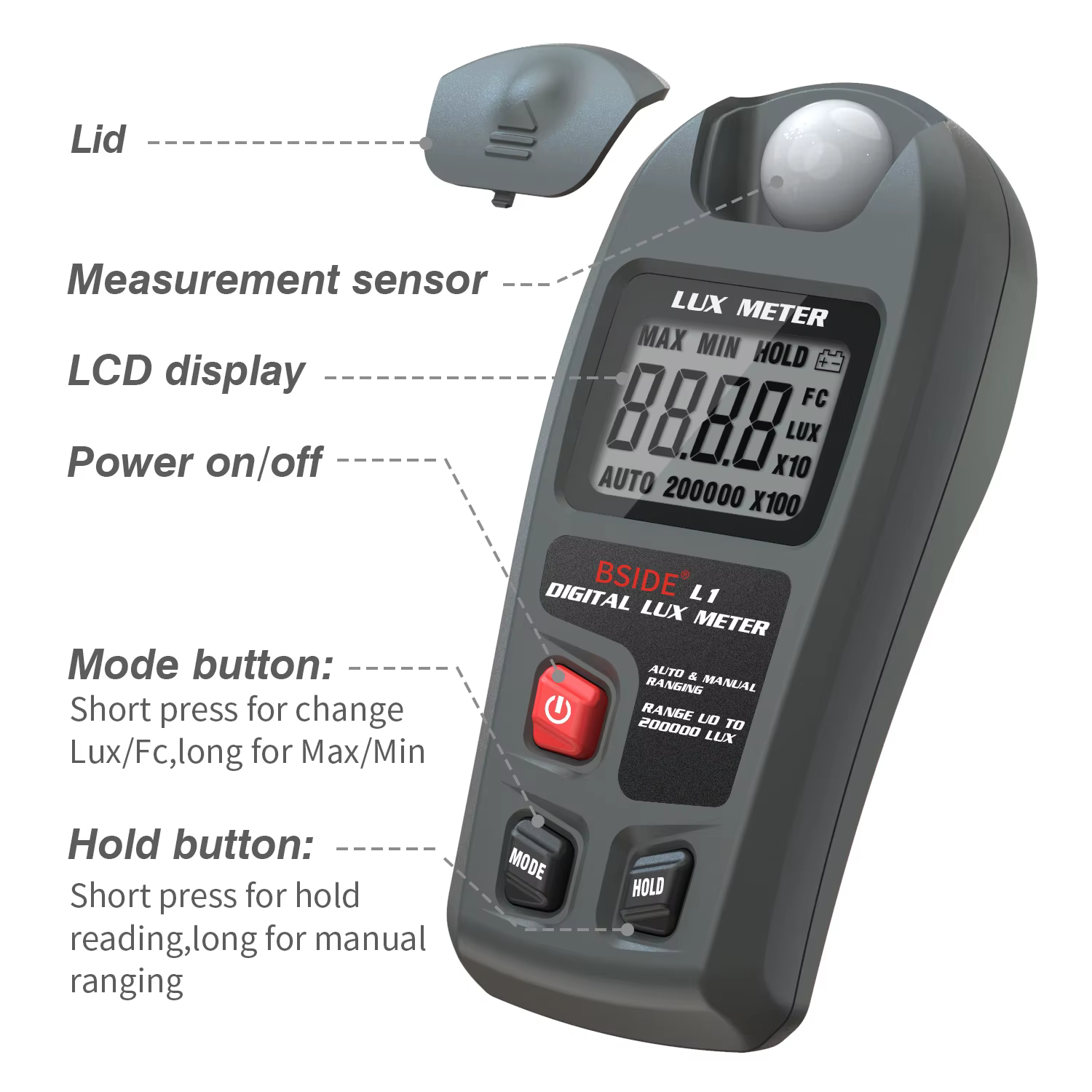 Luxmètre numérique portable