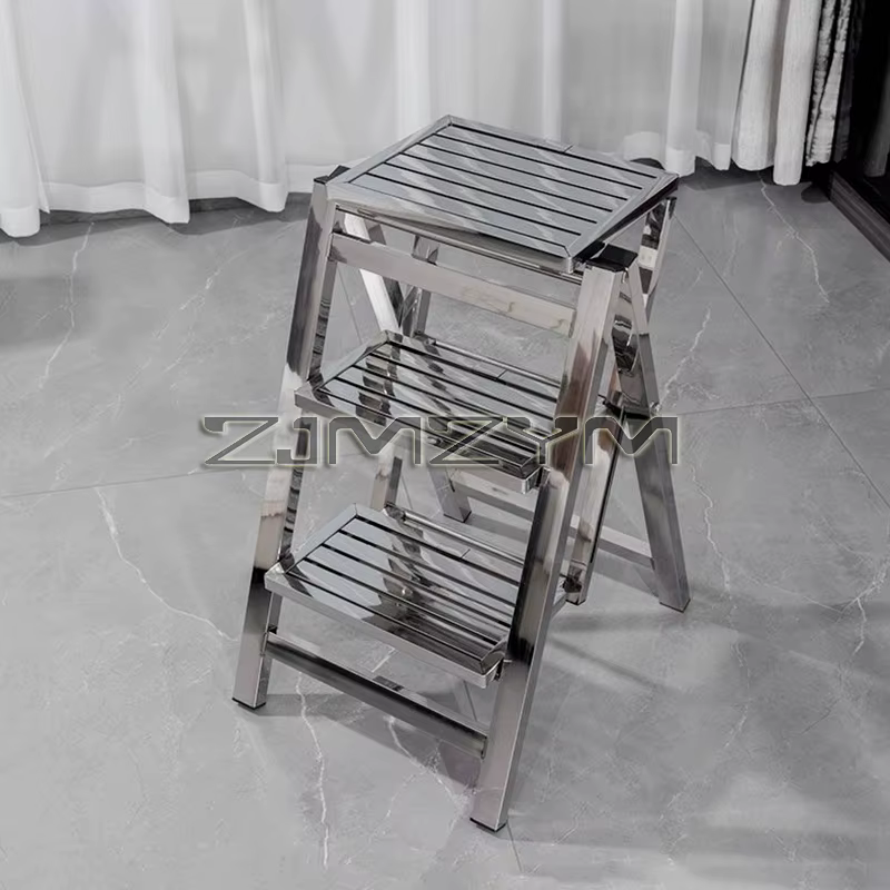 Tabouret d'échelle en acier inoxydable pliant télescopique épaissi escabeau intérieur multifonctionnel Portable 2-3
