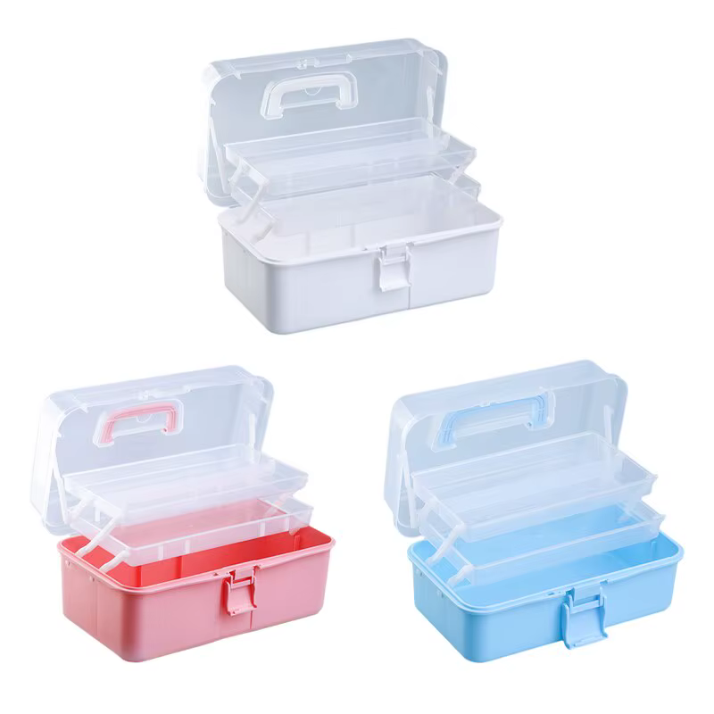 Boîte de rangement artisanale en plastique Transparent à trois couches