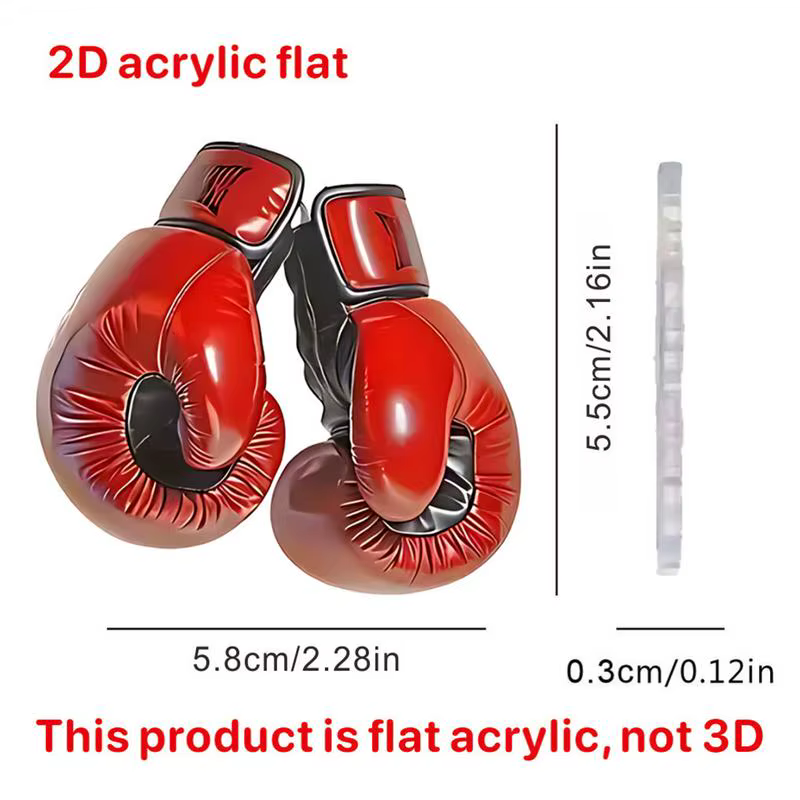 Gants de boxe porte-clés 2D plat acrylique rouge poinçonnage mitaine pendentif personnaliser