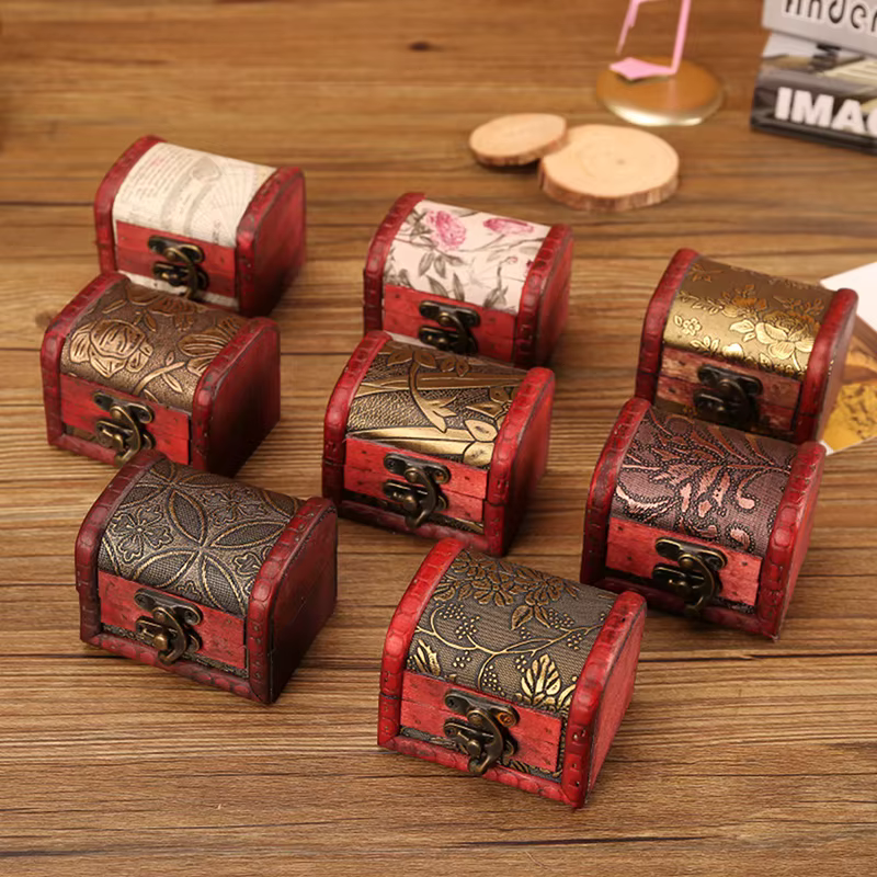 Boîte à bijoux en bois Vintage de Style chinois avec serrure