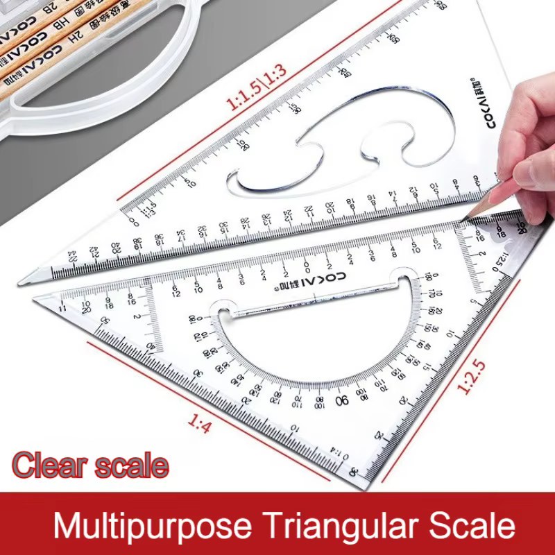 Règle triangulaire multifonctionnelle 2 pièces/ensemble