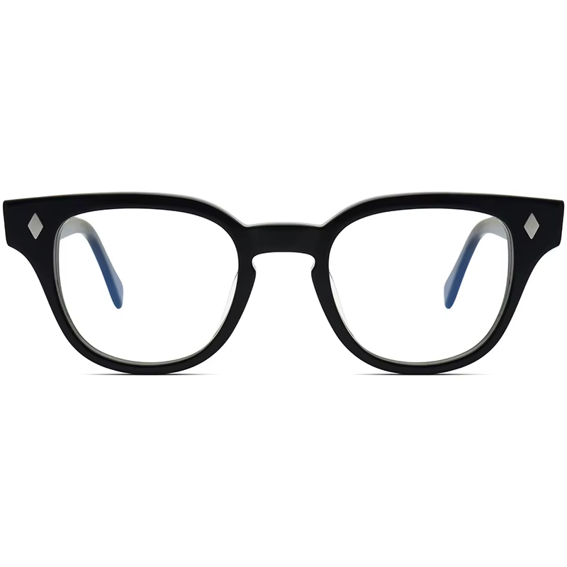 Nouvelles lunettes optiques élégantes avec design à rivets rétro, monture en acétate de haute qualité, unisexe, monture Johnny Depp, verres transparents.