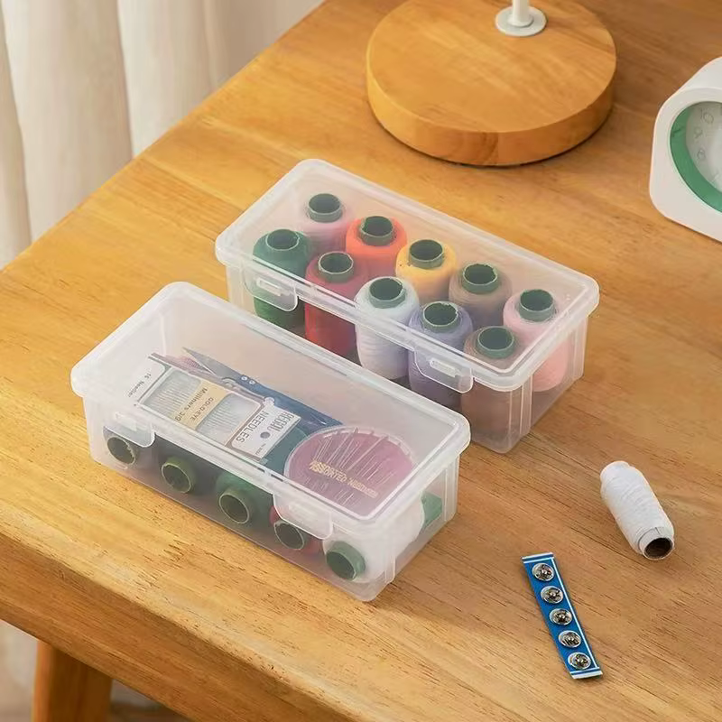 Boîte de rangement multifonctionnelle en plastique transparent pour outils de couture
