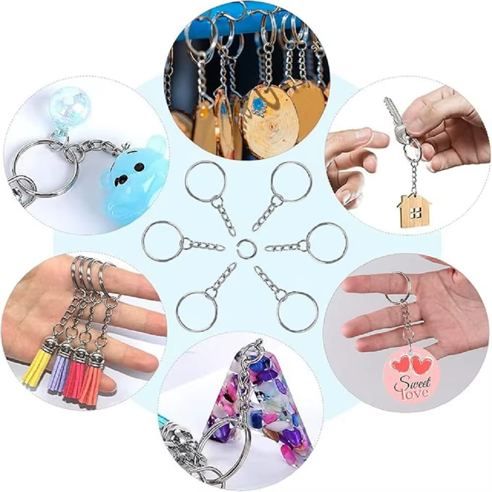 20/50/80 ensembles de kits de porte-clés avec chaînes et anneaux de jonction - Fournitures pour la fabrication de bijoux