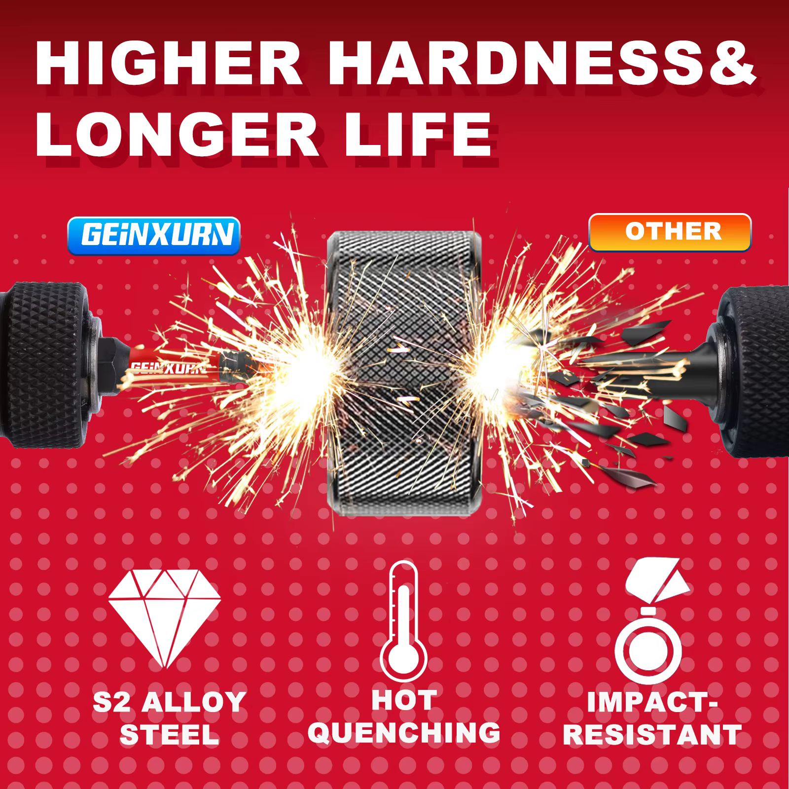 Geinxurn 30 embouts multi-conducteurs magnétiques Torx en acier S2 à impact avec boîte colorée de rangement (vert