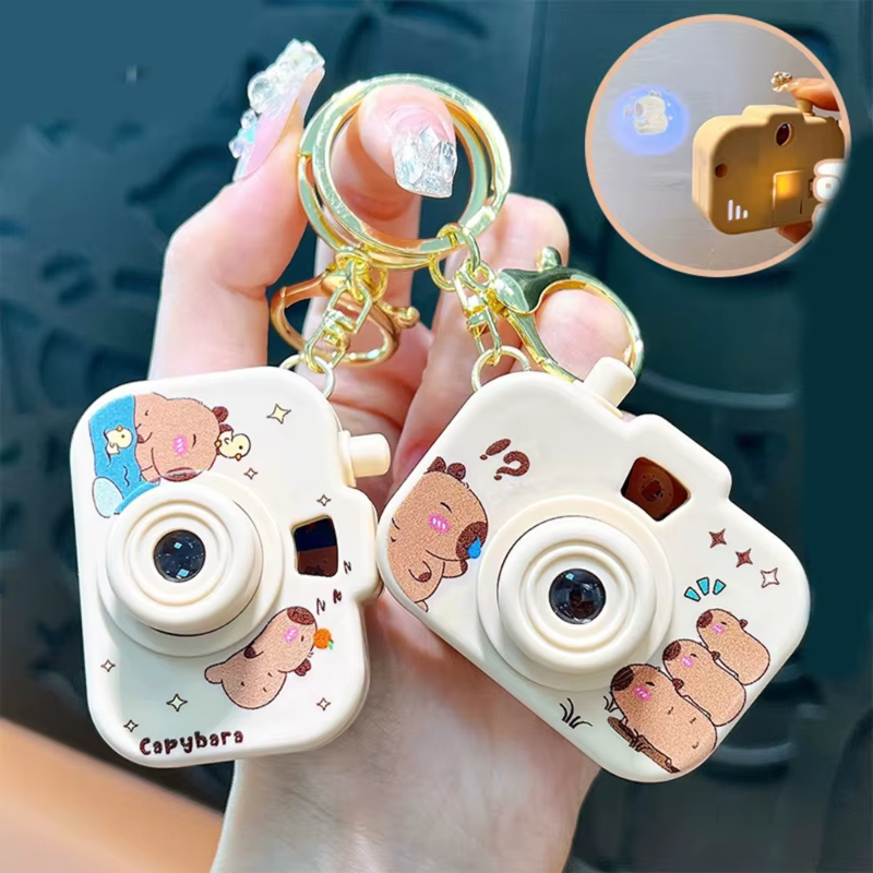 Nouveau Capybara Projection caméra porte-clés dessin animé Kawaii Mini