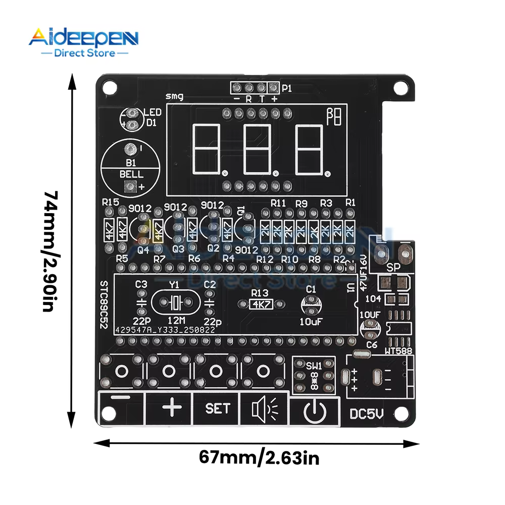 Capteur de distance haute précision de 3 mètres, affichage LED à 3 chiffres avec alertes sonores, options d'alimentation double pour la mesure spatiale