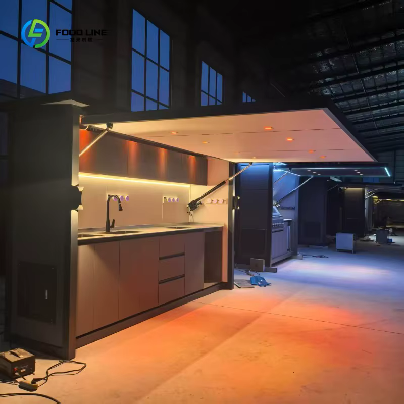Cuisine extérieure 3,6 m en stock, vente immédiate, sans équipement de cuisson intégré, idéale pour les fêtes dans la cour et le rangement