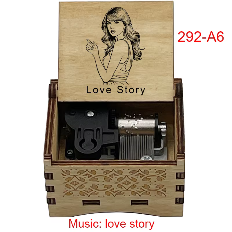 Boîte à musique en bois histoire d'amour