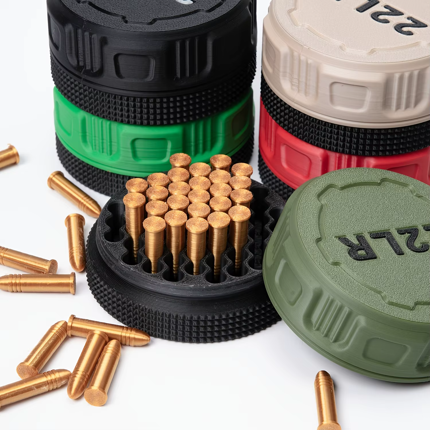 Boîte de rangement pour munitions miniature avec couvercle à visser (calibre 22LR) Compacte
