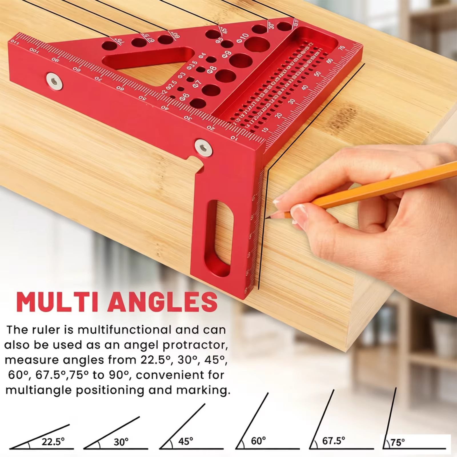 Outil de mesure combiné de précision pour le travail du bois - Règle
