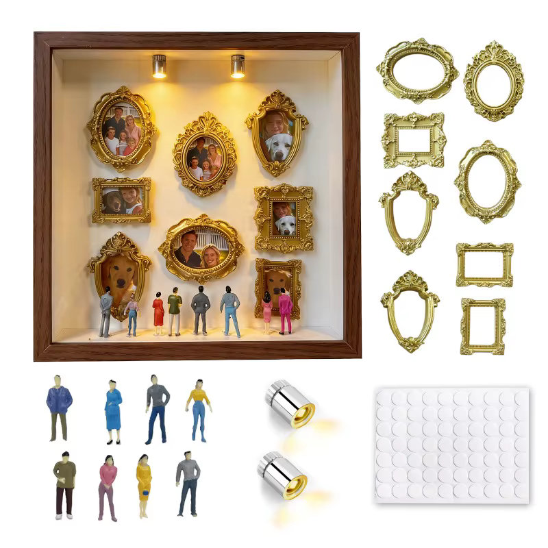 Kit de présentation créatif DIY Mini Musée Silhouette Shadow Box avec cadres en bois – Cadeau pour Anniversaire