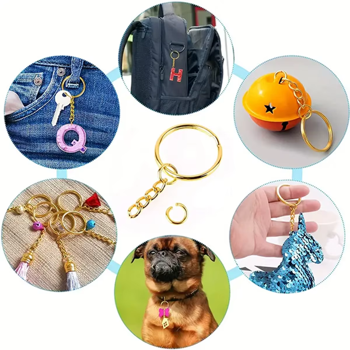 20/50/80 ensembles de kits de porte-clés avec chaînes et anneaux de jonction - Fournitures pour la fabrication de bijoux