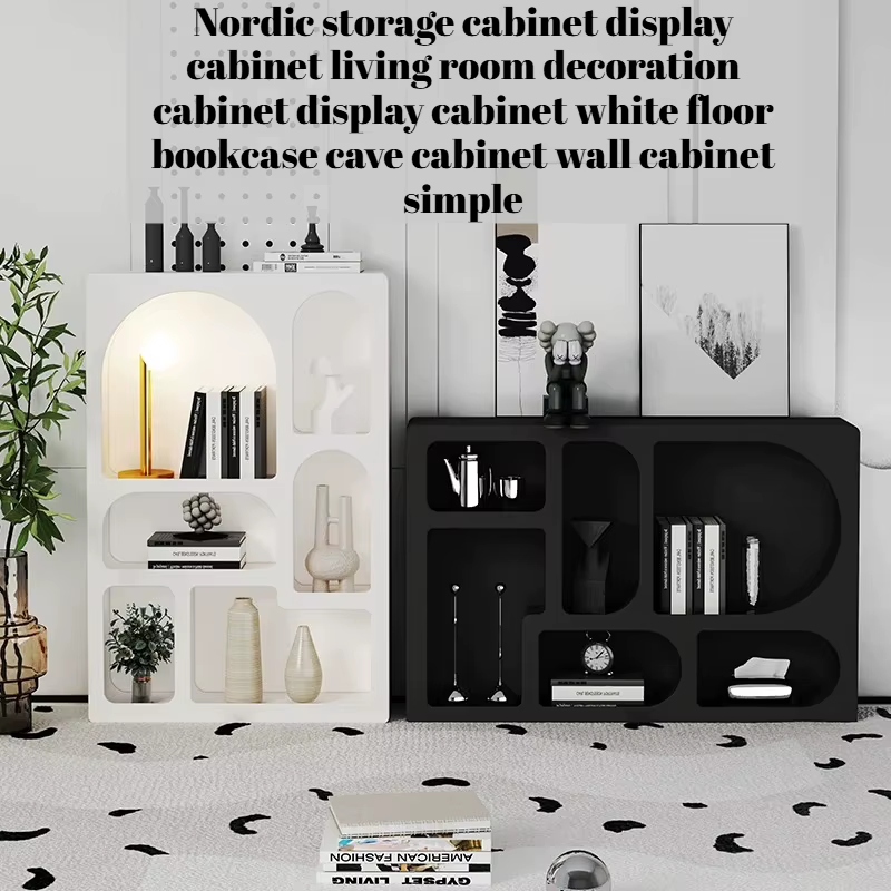 Armoires de rangement noires, armoires de cuisine nordiques pour livres et objets de collection, meubles de bar arqués, meubles pour la maison