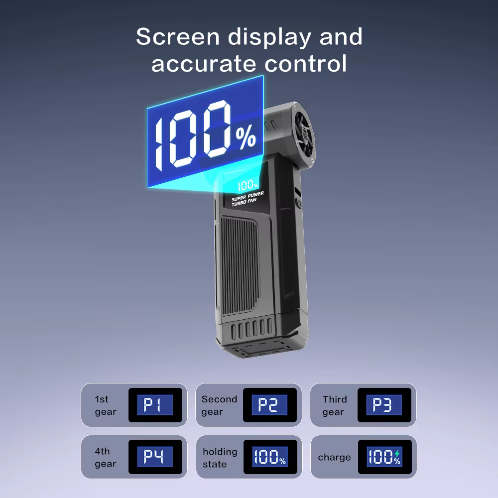 【Nouveauté 2026】Ventilateur à jet sans fil avec moteur sans balais, souffleur d'air turbo pour le nettoyage de voiture avec éclairage LED, affichage numérique, utilisation portable en extérieur
