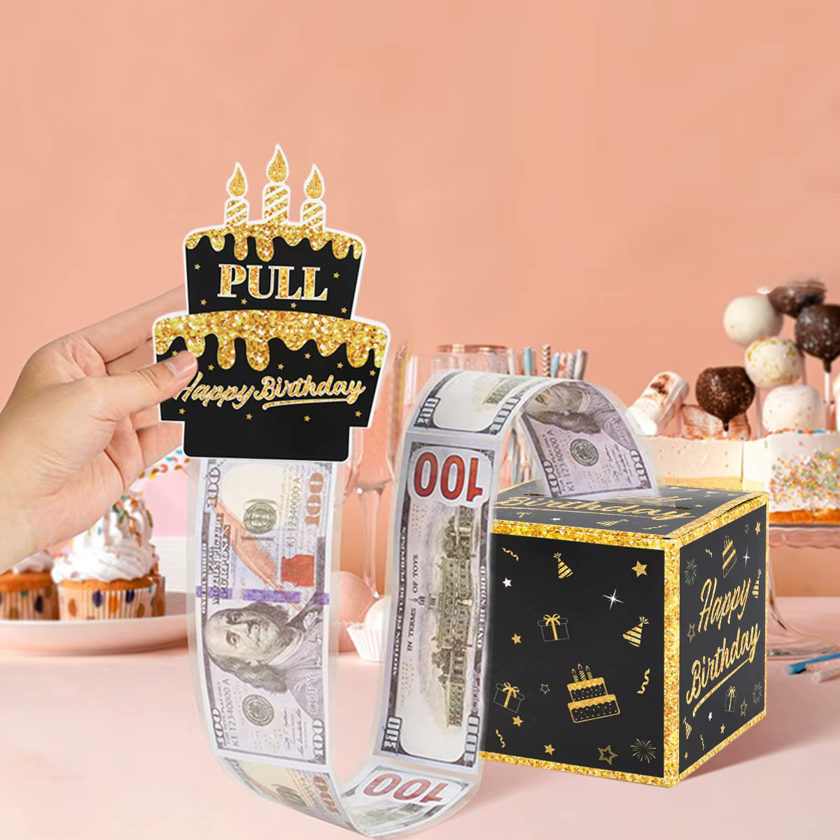 Boîte-cadeau d'anniversaire avec carte de gâteau, tirelire amusante, cadeaux d'anniversaire créatifs pour hommes et femmes, anniversaire des travailleurs, 1PC