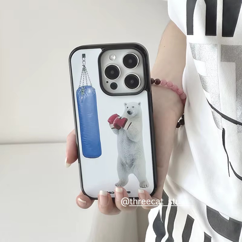 Ins coréen belle Boxer ours mode créative Simple coque de téléphone pour iPhone 16 15 14 13 12 11 Pro MAX 14 15 Plus Y2K Kawaii couverture