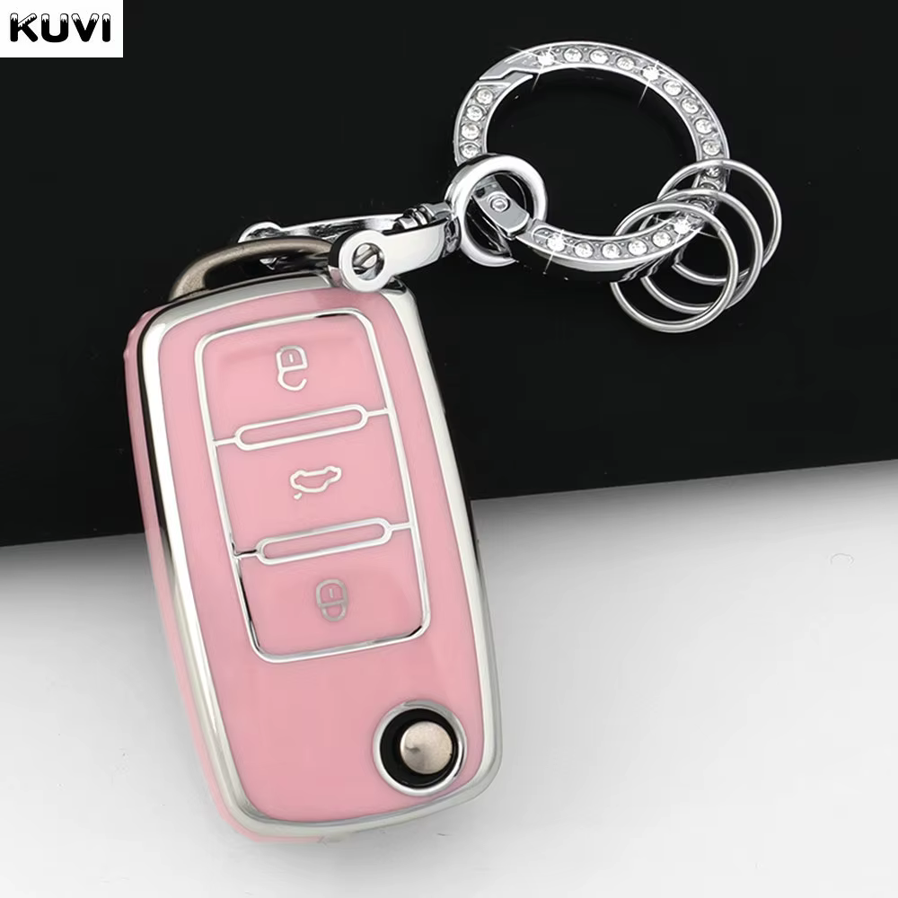 Housse de clé de voiture en TPU rose