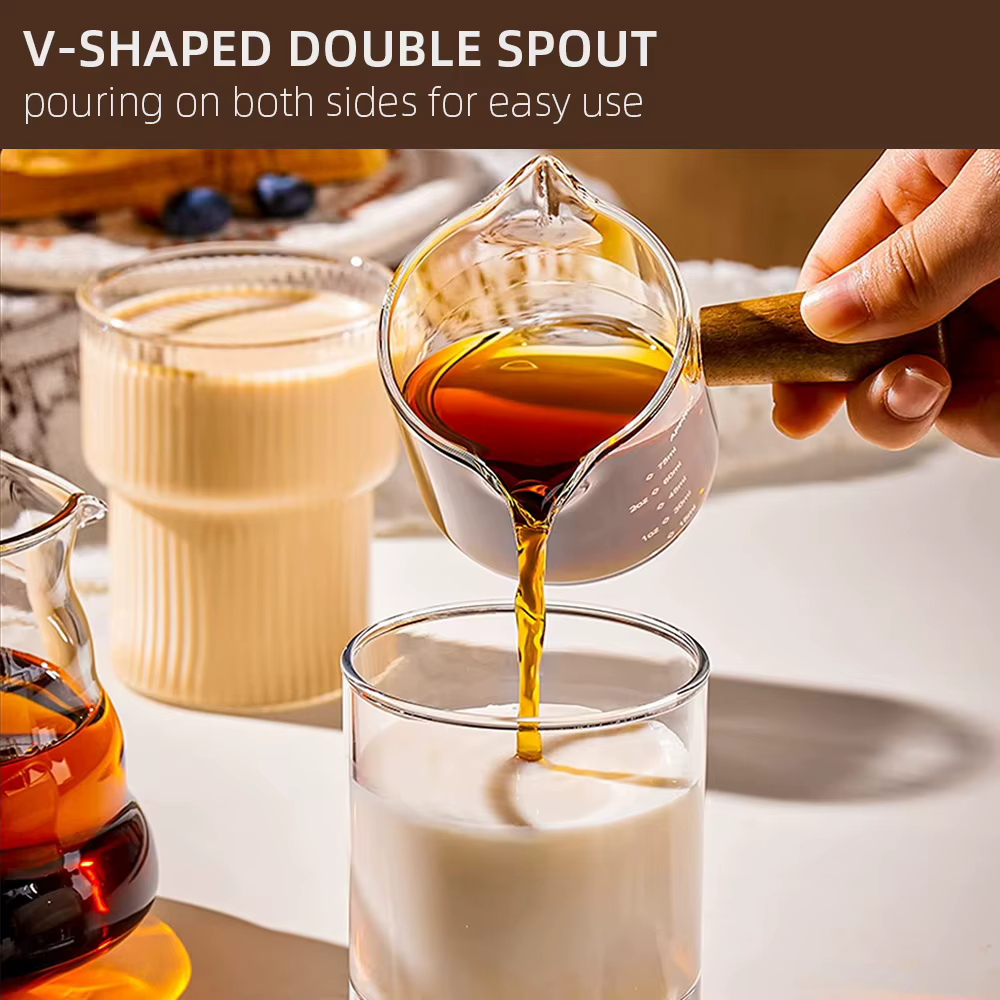 Tasse à Mesurer en Verre Thermique, Carafe à Lait avec Poignée, Échelle, Double ou Simple Bouche, 75ml