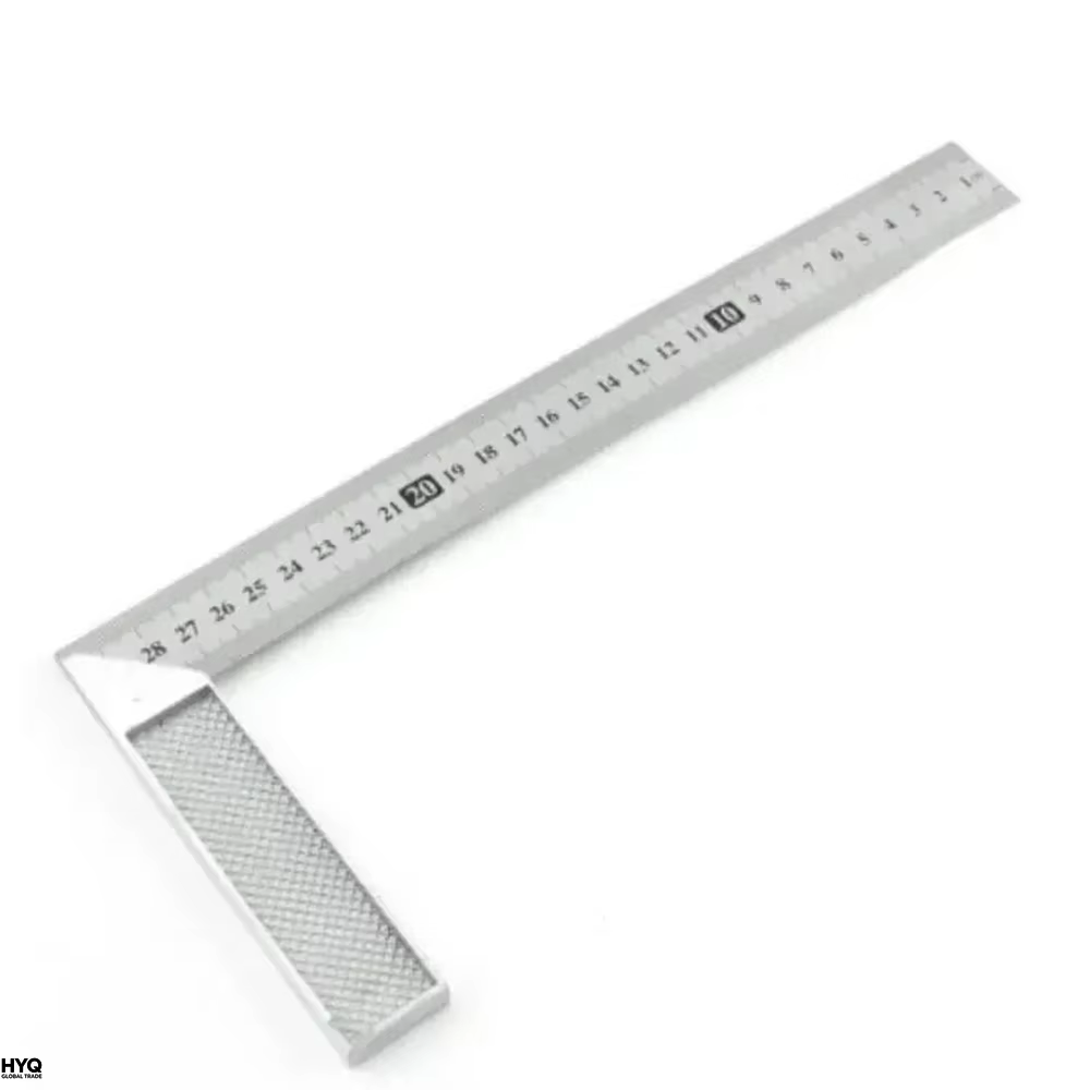 Règle d'angle droite en aluminium de 250/300 mm avec poignée en acier inoxydable et échelle de mesure