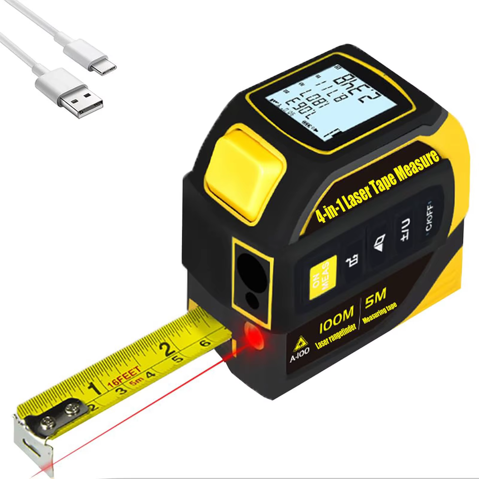 Règle à ruban Laser 4 en 1, télémètre Laser 40/60/80/100m, Distance Laser infrarouge 5M, Instrument de mesure de haute précision