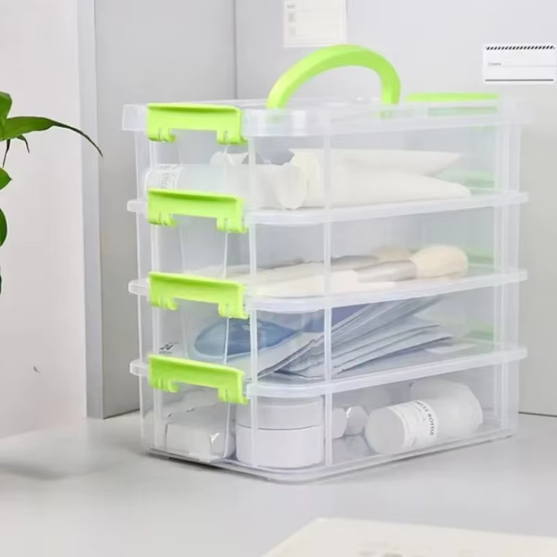 Boîte de rangement en plastique Transparent à 4 couches