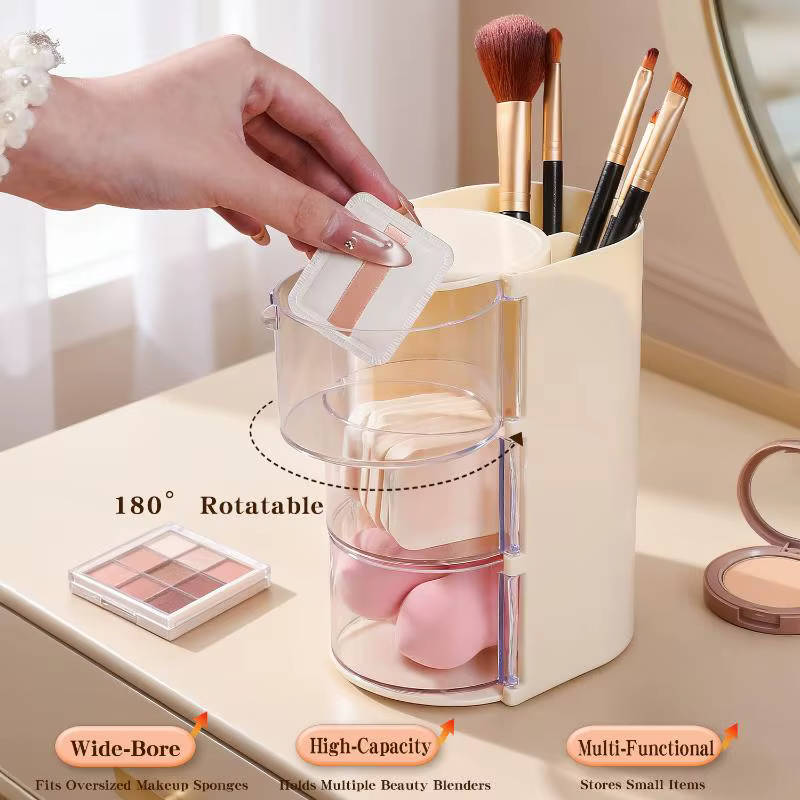 Boîte de rangement pour accessoires capillaires en acrylique transparent à 4 compartiments pour élastiques