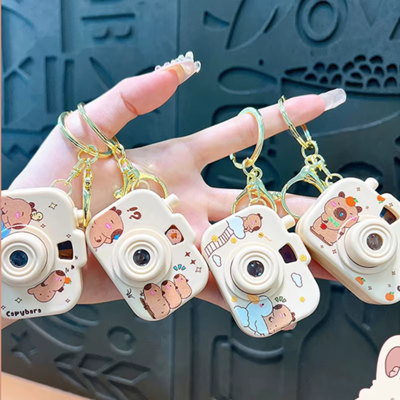 Nouveau Capybara Projection caméra porte-clés dessin animé Kawaii Mini