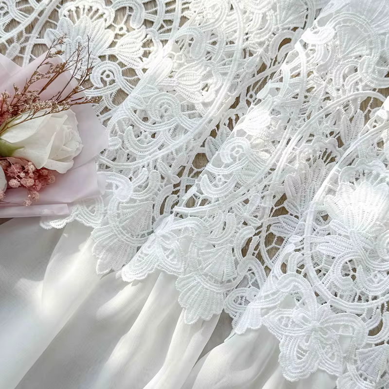 Rideau court en dentelle brodée de fleurs exquises de Style français, blanc, élégant, transparent, pour café, pour salon et porte de cuisine