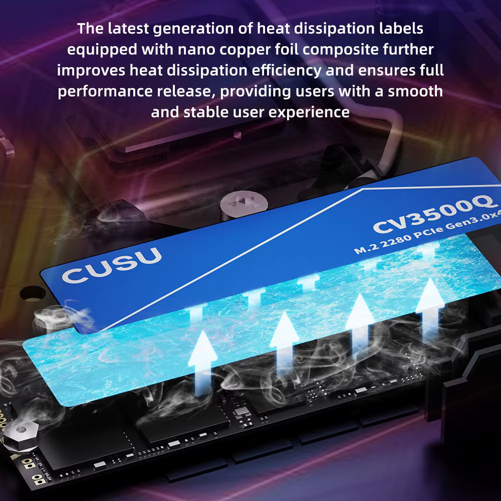 Disque SSD M.2 NVMe CUSU 1 To 2 To 512 Go 256 Go 2280 PCIe 3.0 pour Ordinateur de Bureau et Portable